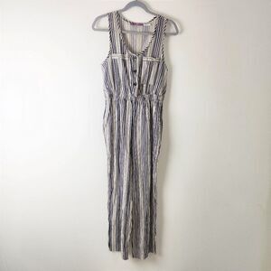 Urban Renewal Jumpsuit Womens M Blue Striped Cropped Festival Travel Resort